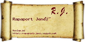 Rapaport Jenő névjegykártya